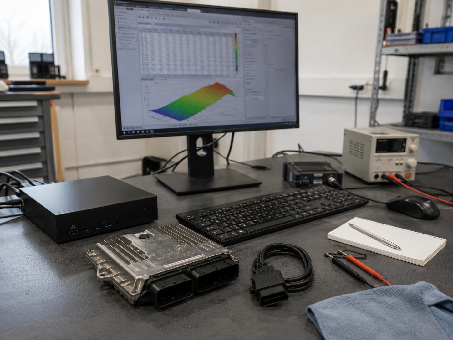 low-level ECU firmware analysis workspace with disassembly view