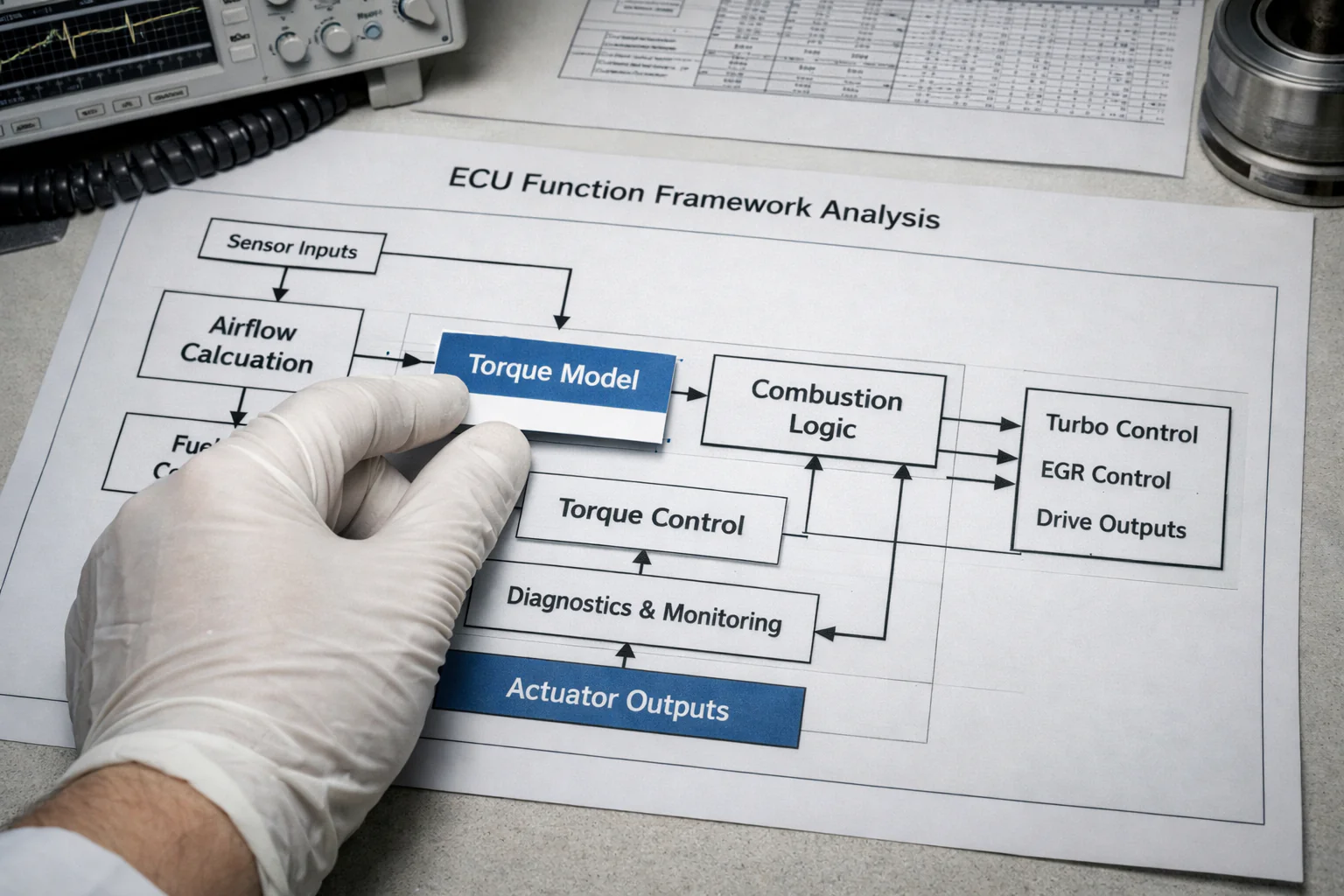 Technical data dashboard visualization showing complex analytical graphs and heatmaps
